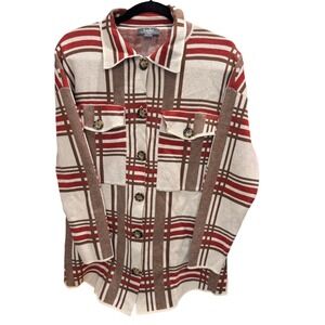 Belle by Belldini‎ Plaid Long Sleeve Button Front Shirt Jacket Women's Size L